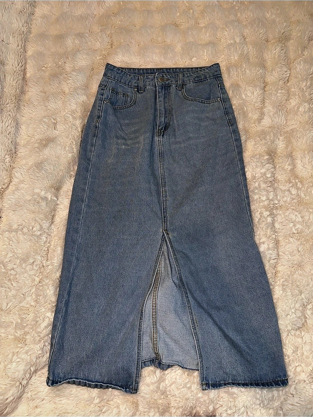 SHEIN Wide Leg Jean Skirt Petite Size 4 in Blue